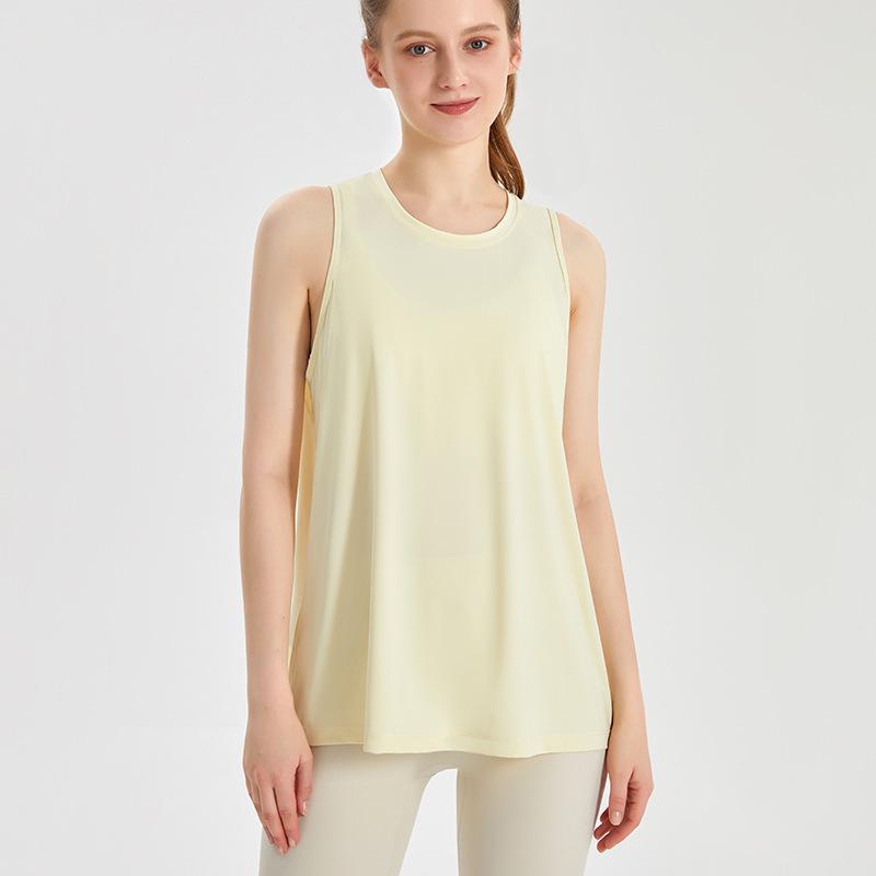 

Женская майка для йоги LAHN из быстросохнущего ледяного шелка - Прохладная, Влагоотводящая, Свободного кроя, Спортивная одежда без рукавов L