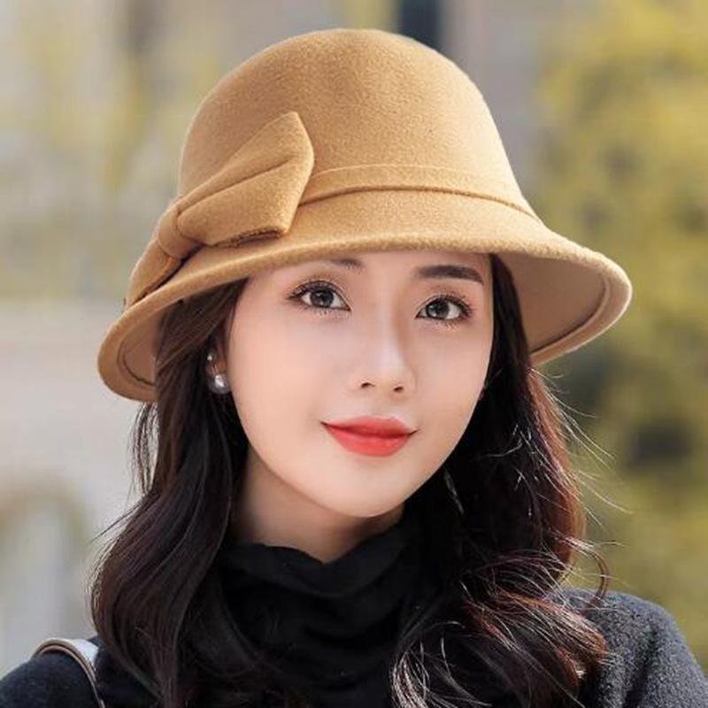 Women'S Hat Fedora Hat For Women Temperament Elegant Church Autumn Winter Women'S Bow Hat High Quality Top Hat Wedding