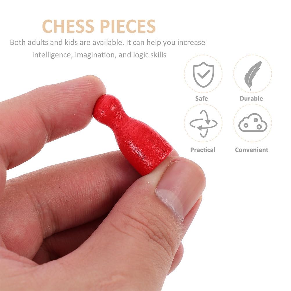 ifundom 60 Multicolored Wooden Chess Pieces for Board Flying Chess Checkers Accessories Games, Human-Shaped Pawns, &