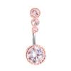 Women 4 Cubic Zirconia Inlaid Barbell Navel Belly Button Ring Piercing Jewelry
