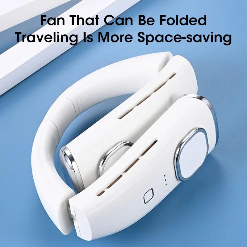 4000mAh Hanging Neck Fan Portable USB Rechargeable Bladeless 720 Rotation for Outdoors Travel Sports