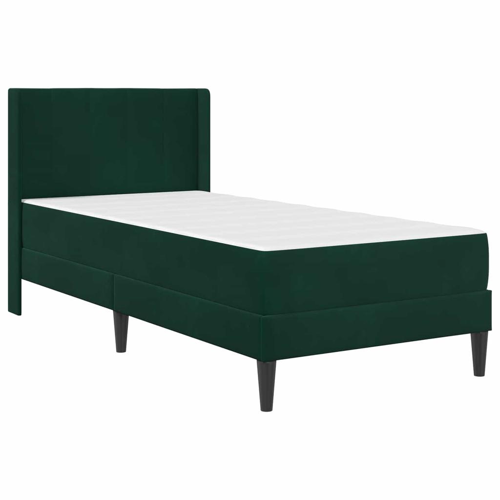 Bed Frame with Mattress Dark Green 90 X 200 Cm Velvet