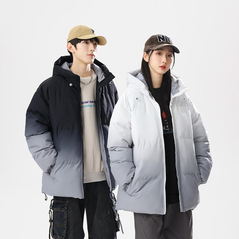 Couple's winter coat, new thickened warm casual hooded cotton coat, men's trendy bread coat, versatile jacket for men