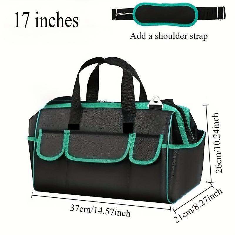 1pc 14-inch Portable Tool Bag, Multi-Pocket Organizer with Adjustable Strap for Mechanics Electricians, Sturdy Zipper Closure