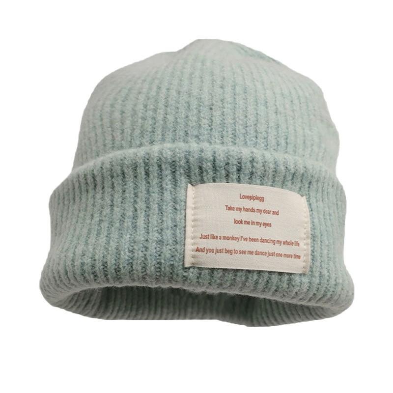Large Head Circumference Knitted Hat for Women Korean Style Thickened Warm Hooded Hat Showing Face  Small Ear Protection Woolen Hat Trendy
