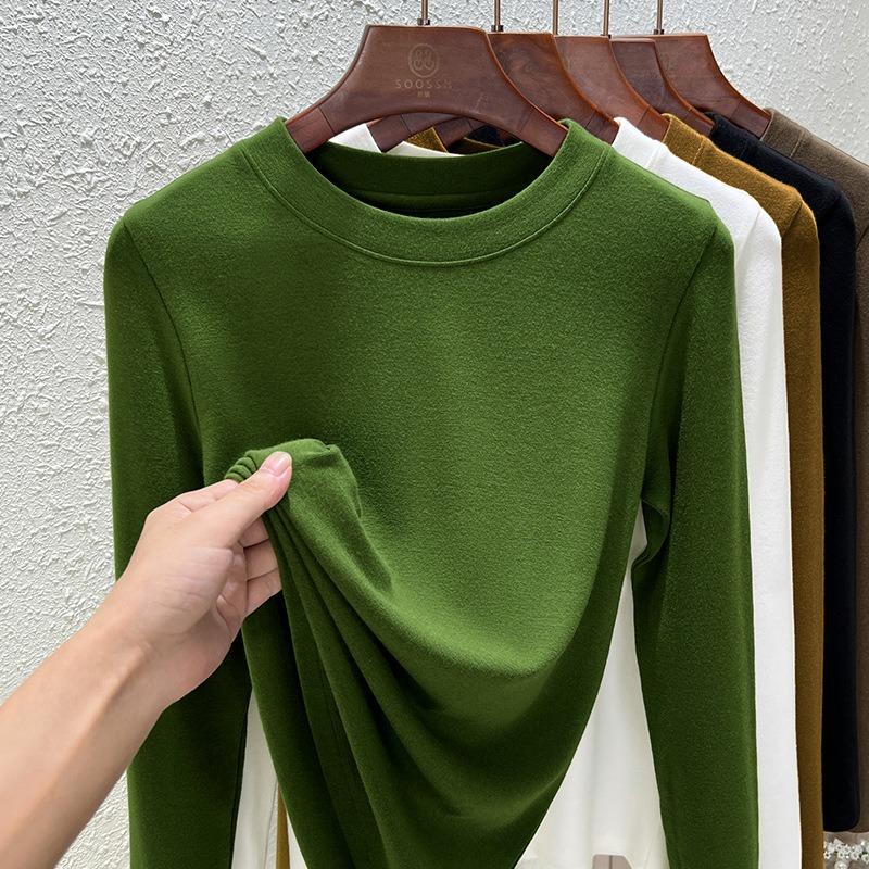 White Top Modal Cotton Crew Neck Bottoming Shirt Summer and Autumn New Long-sleeved T-shirt Imitation Cashmere