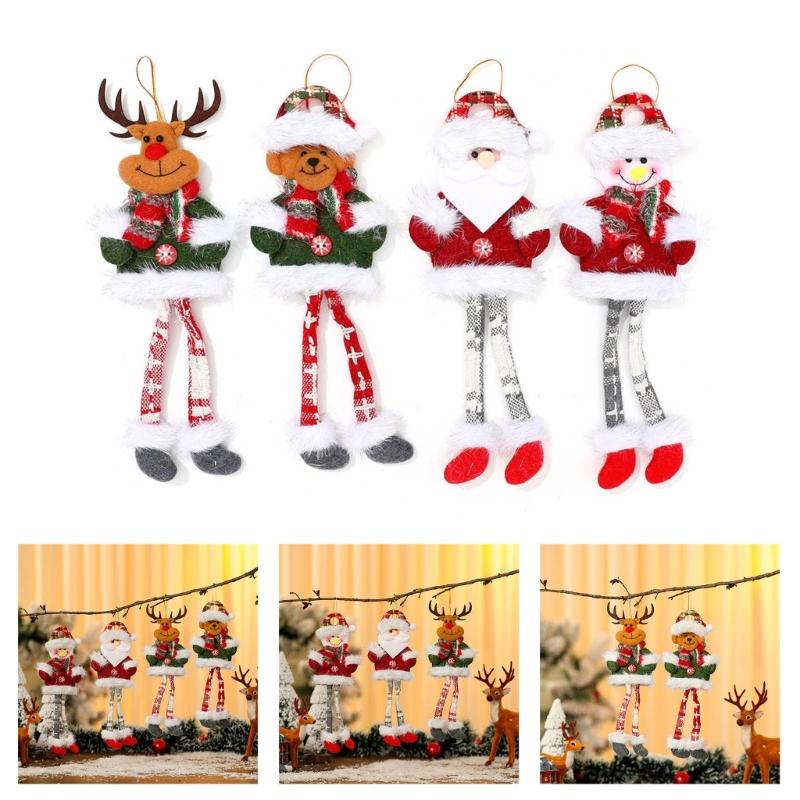 Swingable Doll Christmas Accessories Santa/Snowman/Deer/Bear Figure with Hanging Rope For Indoor Decoration