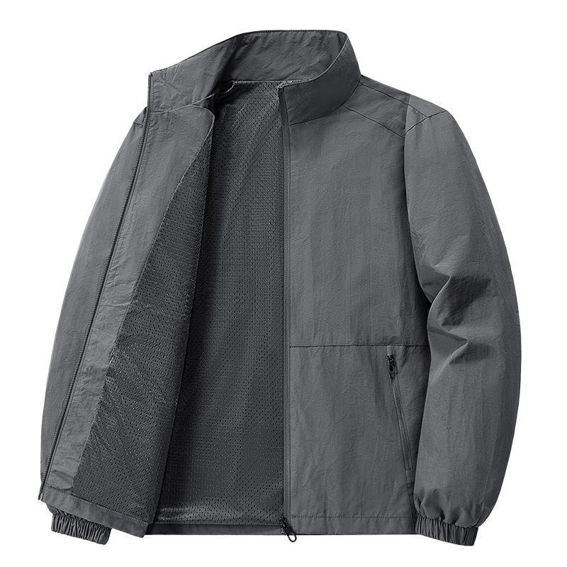 Men's Jacket Spring and Autumn New Fatty Fat Big Size Casual Stand Collar Solid Color Loose Jacket Top