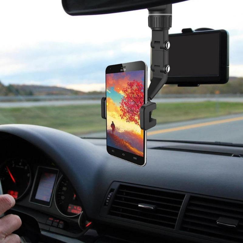 360° Car Rearview Mirror Phone Holder for 4.0-6.1 Inch Phone Gps Navigation Bracket Phone Holder Stand Adjustable Support