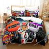 Set Letto Stampa 3D Blaze e le Mega Macchine Cartone Animato Copripiumino Matrimoniale Singolo Piazza e Mezza King Adulti Ragazzi Biancheria da Letto Copripiumino