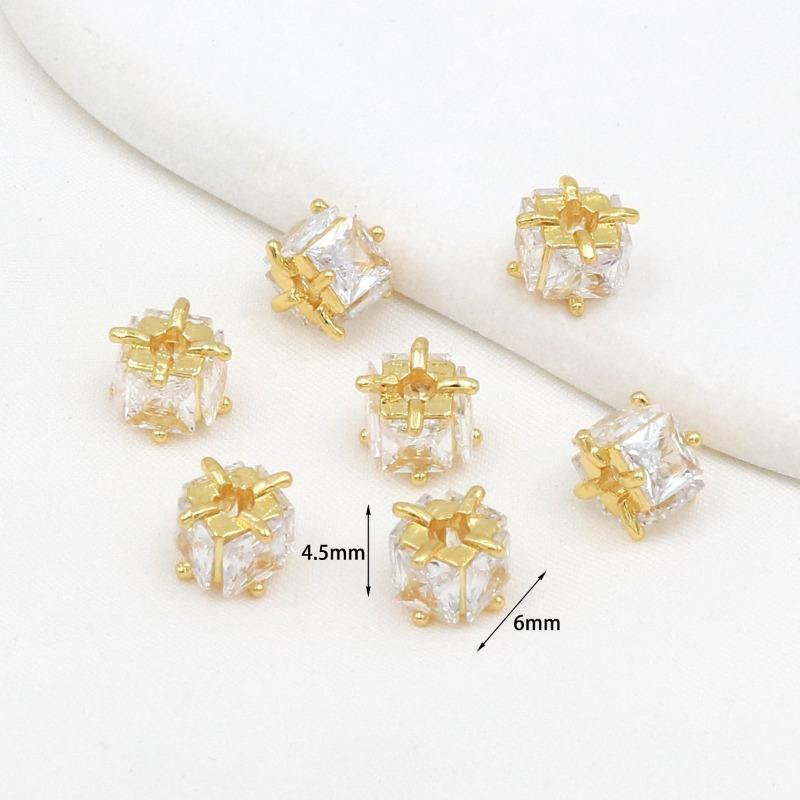 Farbechtheit k Echtgold mikro-eingefasster Zirkon Fassperlen Straße durchbohrt kleine Taille Kristallarmband DIY Perlenabstandshalter mit Perlen C