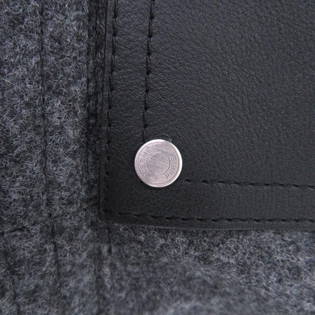 Great HERMES hat BOBFILIPE Serie Button Leather Pocket Bucket gray hair mens Used