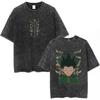 Vintage Washed Anime Hunter X Hunter Shizuku Kurapika Tshirts Mens Women Clothing Fashion Cotton Oversized T Shirts Streetwear