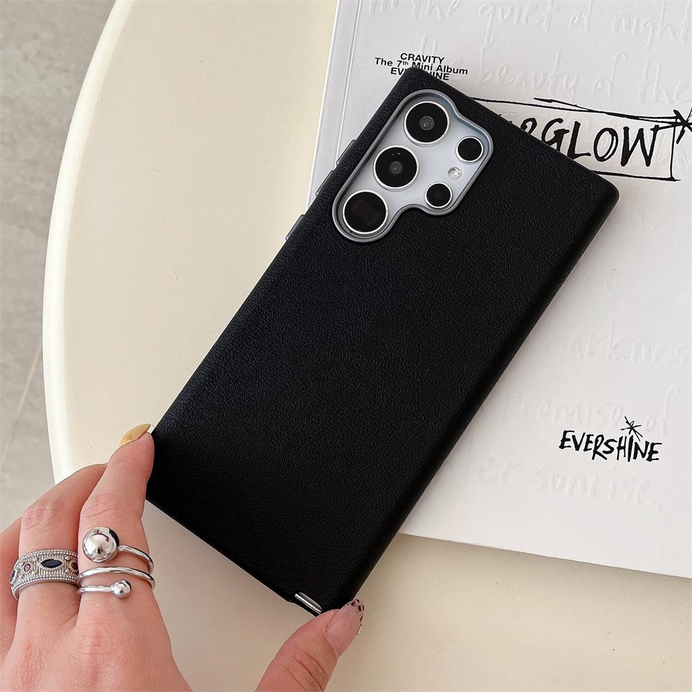 Thin Shockproof Leather Phone Case for Samsung Galaxy S25 Edge S24 S23 Ultra S22 Plus Matte Skin Feeling Solid Candy Cover Funda