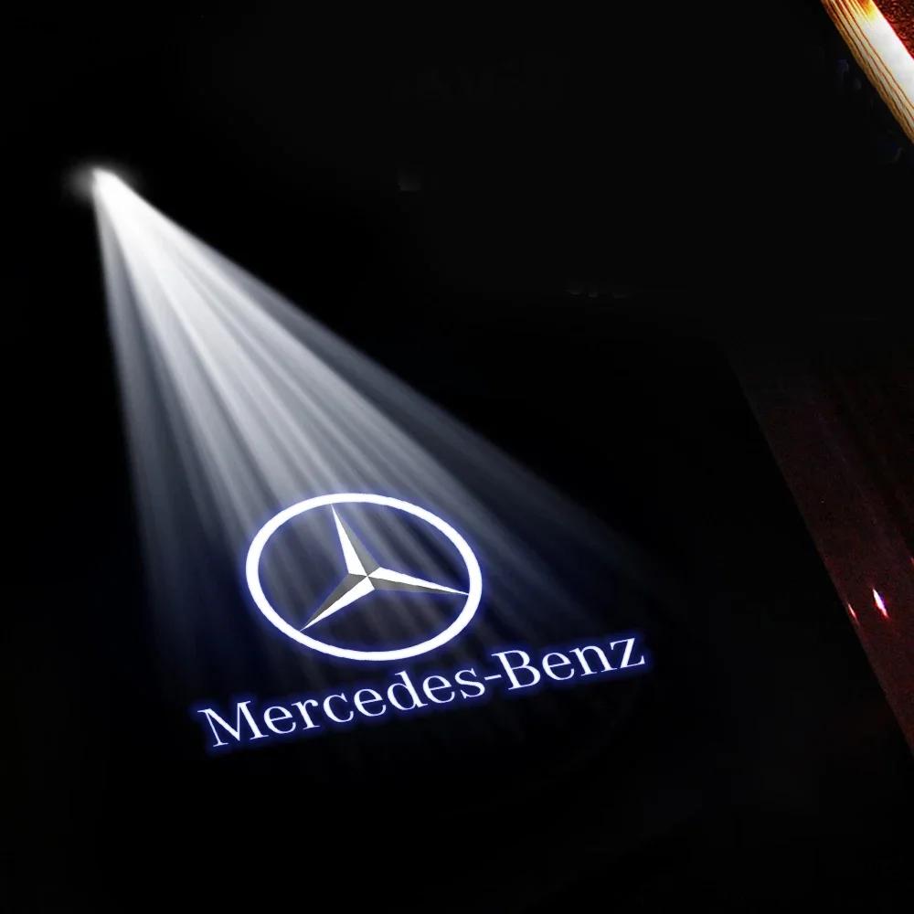Car Sticker 2025 Hot For Benz Car LED Door Welcome Lights For Mercedes Benz M E B A C GL Class W166 E200l E300L E450L W212 W246