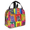 Bunte Katze Tragbare Lunchboxen für Frauen Wasserdicht Pop Art Kühltasche Thermisch Isoliert Lunchtasche lunchbag