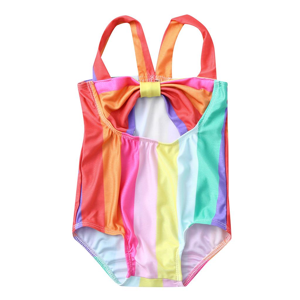 MOGOV Toddler Baby Kids Girls Summer Cute Stripe Rainbow Patterned Swimwear Swimsuit Beach Romper MOGOV Toddler Baby Kids Girls Summer Cute Stripe Rainbow Patterned Swimwear Swimsuit Beach Romper