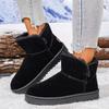 Women Ankle Boots Leather Fluff Lined Short Tube Boots Versatile Warm Cotton Winter Shoes Thick Bottom Snow Boots Women