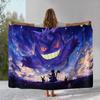 Gengar Pokemon Cartoon Ectoplasma Flannel Blanket,Ultra Soft Warm Plush Throw for Home Bedroom Bed Sofa Cover Picnic Gift
