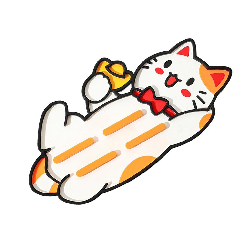 

Lucky Cat Pot Lid Storage Mat Cartoon Countertop Drain Mat Cute Pot Lid Holder Material: PVC белый