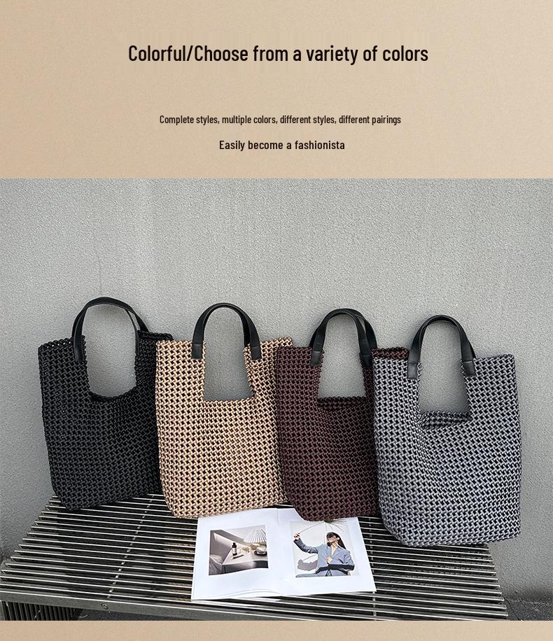 Luxury Silk Satin Tote with Windmill Knot Design - Handwoven, Hollow Niche, Large Capacity, Mother-Child Bag Available