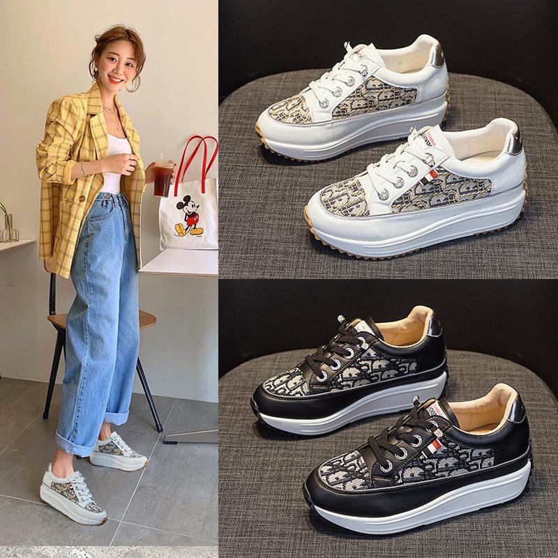 Inner height-increasing women's shoes platform muffin small leather versatile summer casual muffin large size small white shoes women's board shoes