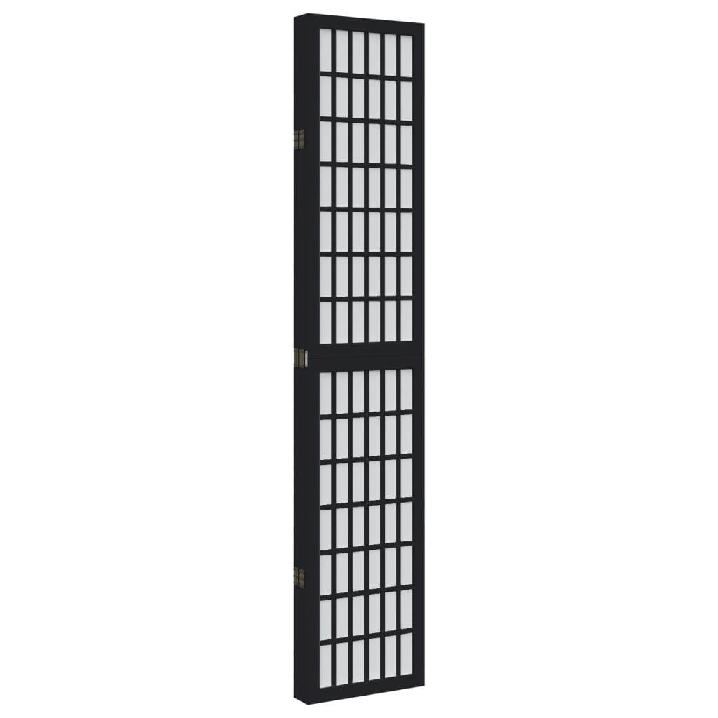 Vidaxl Room Divider, 5-Panel, Black, Solid Paulownia Wood