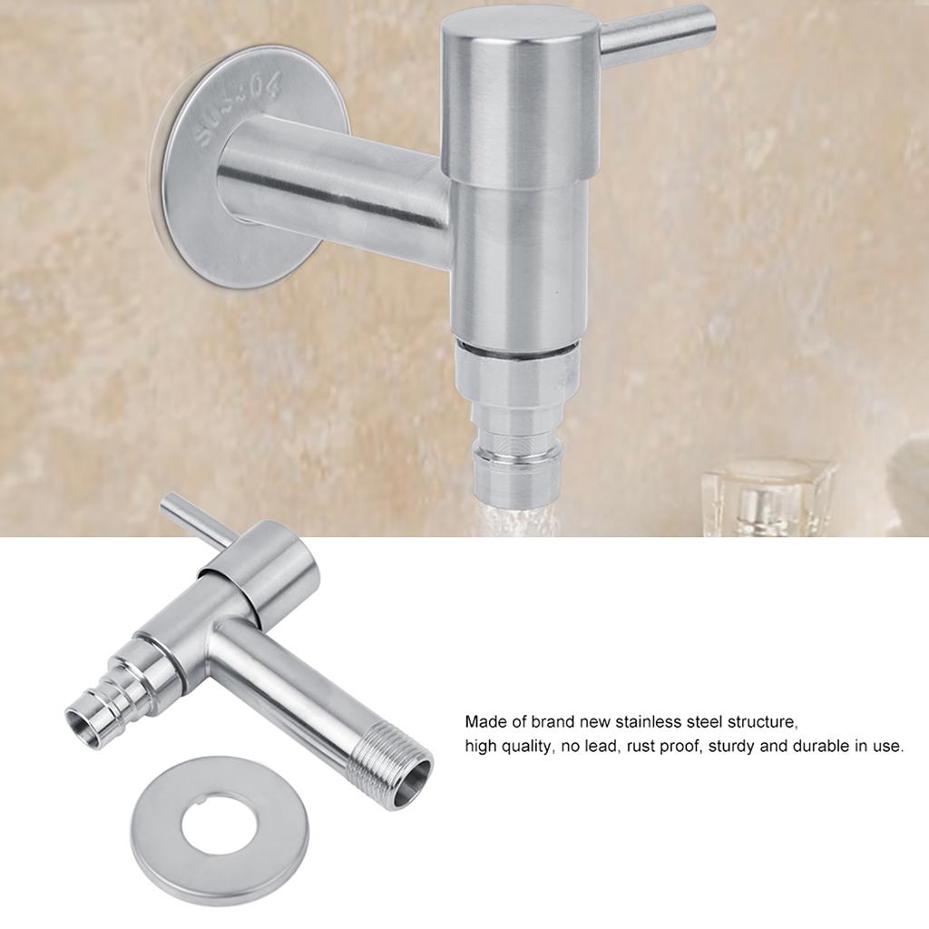 G1/2" Stainless Steel Washing Machine Wall Mounted Water Faucet Mop Pool Single Cold Tap