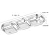 Stainless Steel Sauce Dish Seasoning Dish Snack Plate Divided Food Dipping Bowl Kitchen Tableware3 Grids