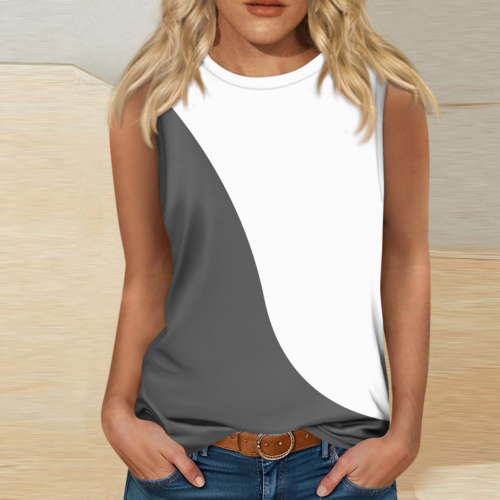 Женские повседневные топы-туники для ношения с леггинсами Рубашки без рукавов Струящиеся — фото 4