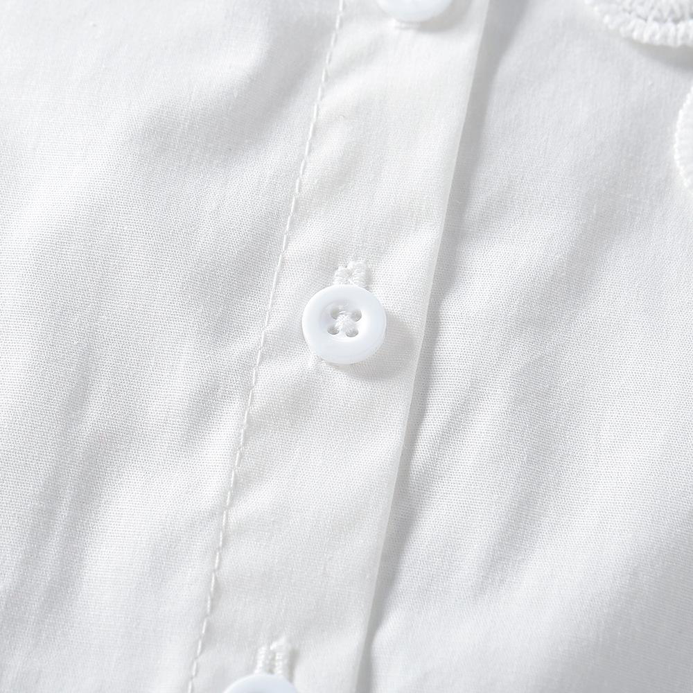 Kids School Shirt for Girl Blouse Cotton Lace Collar White Short Sleeve Tops Summer Children Clothing