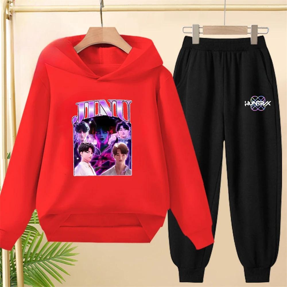 

K-Pop Охотники на демонов Розовый Детский Костюм Толстовка+Штаны для Малышей 3-12 Лет Пальто Черная Одежда Мальчики Девочки Толстовка Свитшот 160