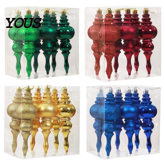 Decorative Hanging Ornaments for Home 6 Pcs Finial Drop Christmas Ornament, Glitter Shatterproof Plastic Tree Decorations Decoration Holiday Decor DIY