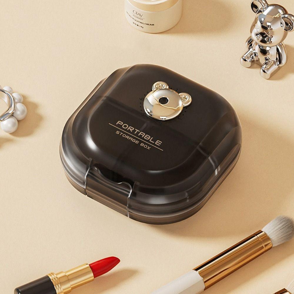 Cute Mini Jewelry Organizer Cartoon Bear Portable Pill Case Practical Jewelry Storage Box  Travel