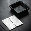 Charcoal Burnt Black Square Teapot Holder Water Storage Dry Brewing Table Tea Tray Jian Shui Zen Style Solid Wood
