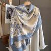 Autumn and Winter Landscape Classic Print Thickened Warm Women's Shawl Imitation Cashmere Skin Friendly Short Fringed Scarf