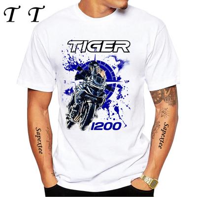 Tiger 800 900 1200 Moto Jazda Tričko Nové Letné Pánske Krátky Rukáv Motocykel Šport Potlač Biela Košeľa Bežné Chlapčenské Jazdec Tričká