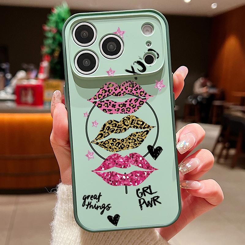 

Fashion Kiss Lips Pattern Case For iPhone 17 Pro Max iPhone 16 15 14 13 Pro Max Magnetic For Magsafe Hybrid TPU+PC Matte Cover iPhone 13 зелений