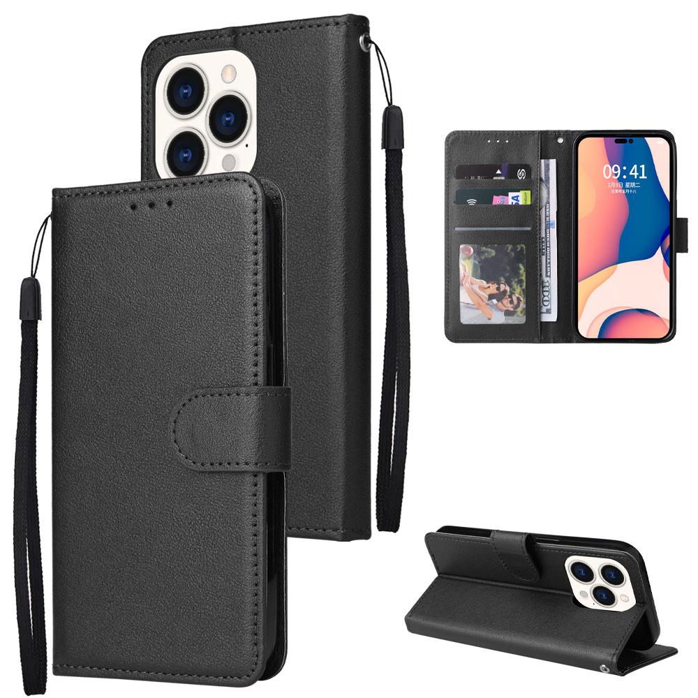 For iPhone 15 Pro Max Wallet Phone Case Stand Cover Scratch-Resistant Flip PU Leather Phone Shell