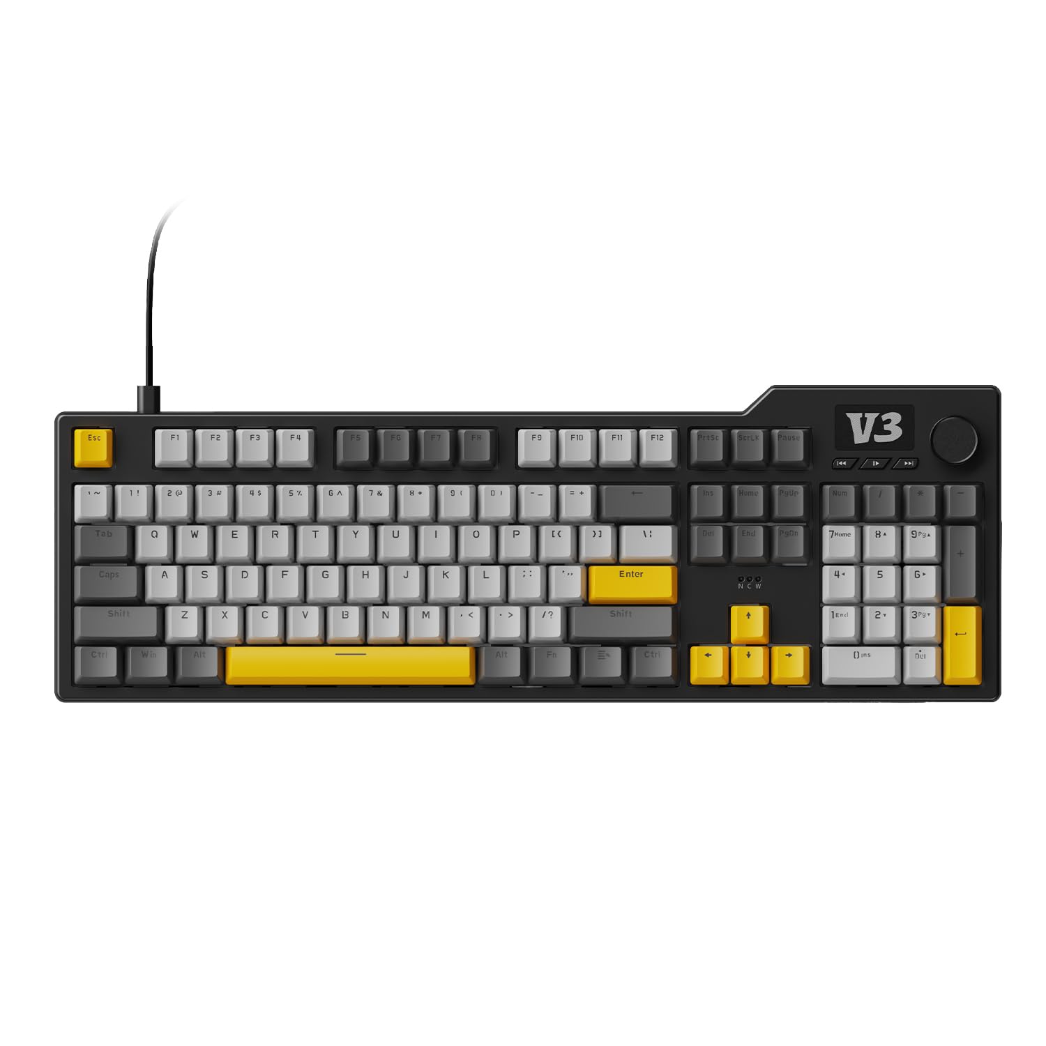 

FIRSTBLOOD AJAZZ AK35i V3 Wired 104 Key Full Size Mechanical Keyboard Gasket with Metal Knob Hot Swap Support Rollover Ice Blue Light Salt N-Key (Sea