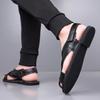 Large Size 48 Leather Sandals Men Classic Black Men's Roman Sandals Comfortable Flat  Summer Sandals for Men Sandalias De Hombre