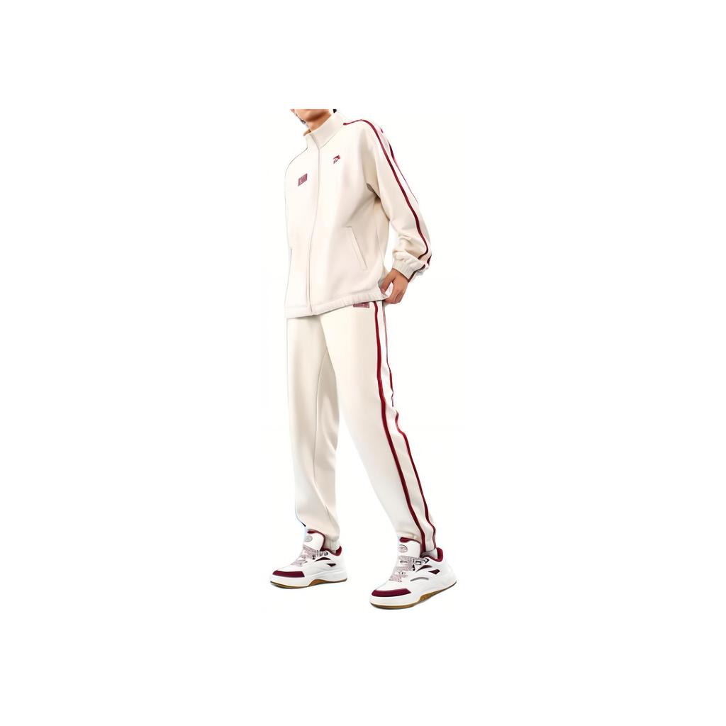 Anta Simple Round Neck Warm Top Breathable Comfortable Long Pants Casual Sports Suit Men Suit Mud-Sand-Gray 952448201-4