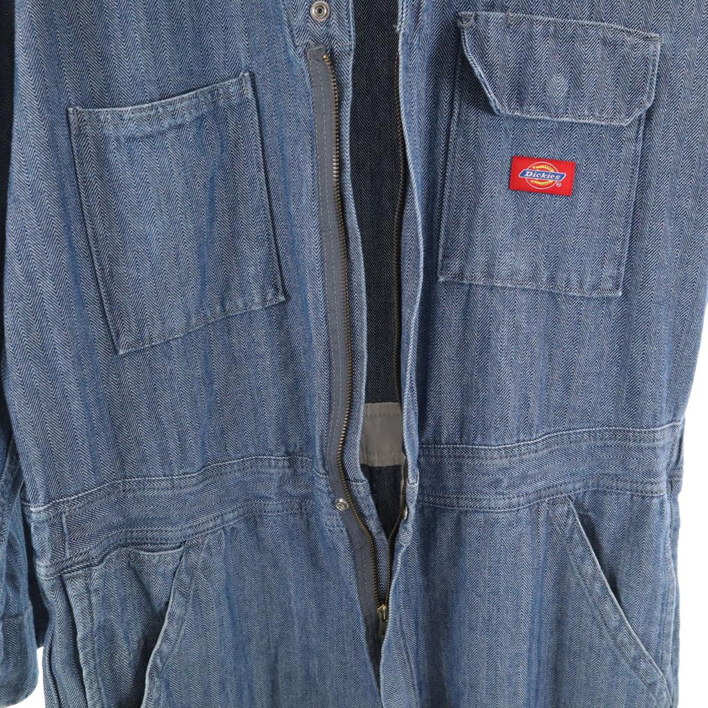 Dickies 90s Old Herringbone Long Sleeve Work All-in-One Jumpsuit L Navy Men's Used
