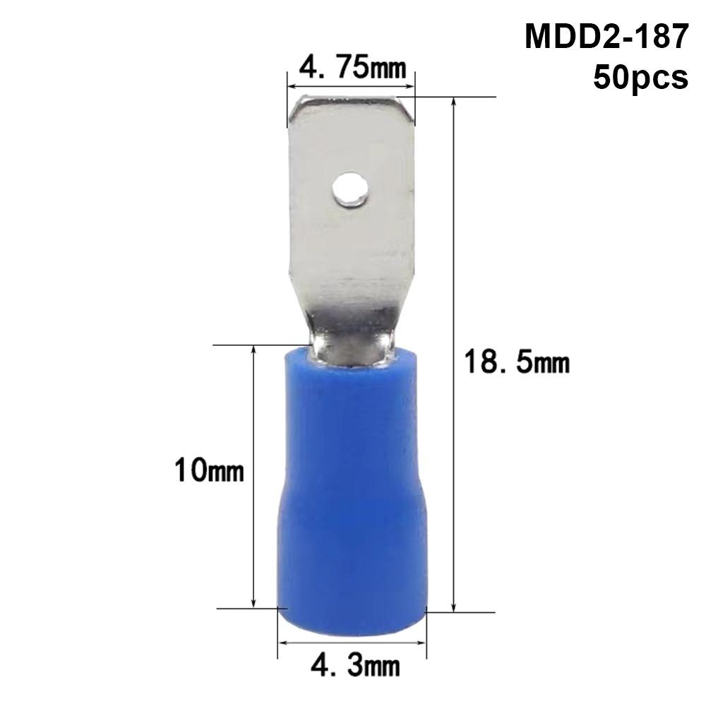 50Pcs 2.8/4.8/6.3mm Wire Connectors FDD/MDD1.25/2/5.5 Female/Male Electrical Crimp Terminal Insulated Spade Quick Disconnects