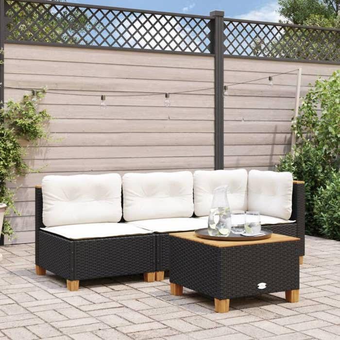 VidaXL Garden Corner Sofa with Cushions Black Wicker 365902