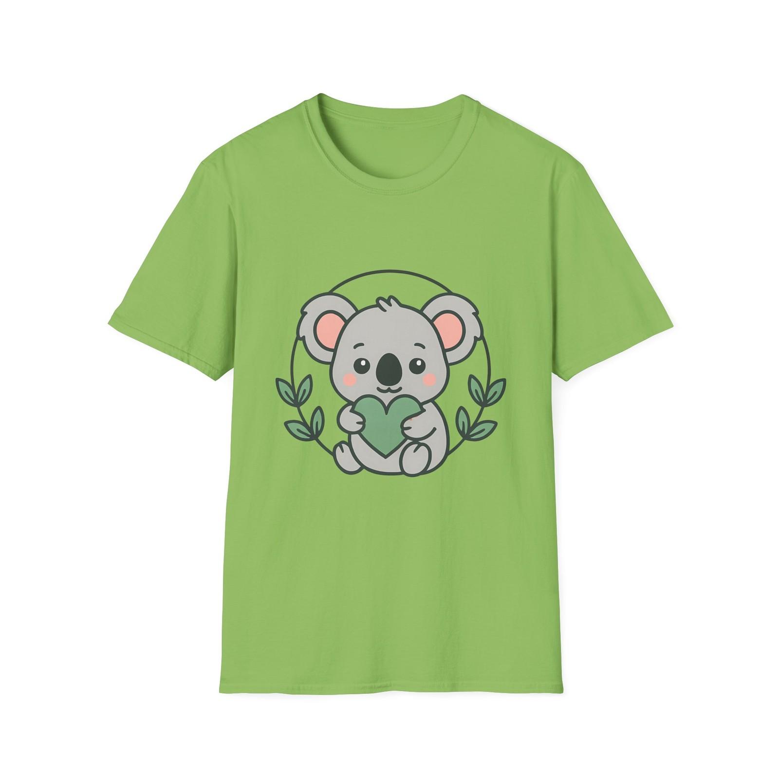 Unisex Softstyle Cute Koala Holding a Heart T-Shirt Mens Womens Tees Top | Wholesome Nature Vibes M