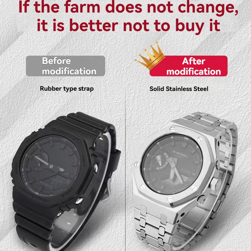 Pro Casio G-Shock GA-2100 GA-2110 Dubový statek Modifikovaná nerezová ocel Styl AP 3. generace 4 zástupci s pouzdrem