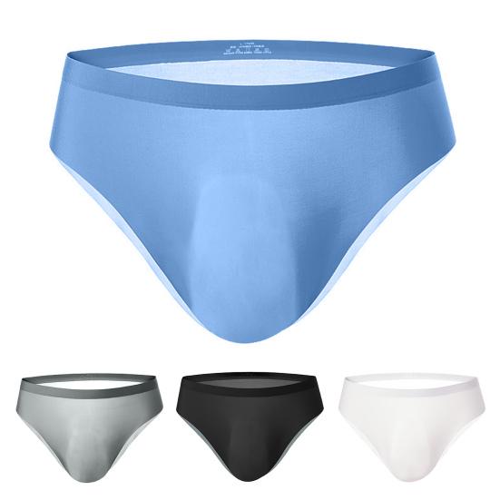 Summer Ultra-Thin Ice Silk Sexy Men Briefs Translucent Low-rise Seamless 3D U Convex