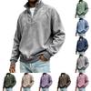 Men's Vintage Ribbed Half Zip Sweatshirt Mock Neck Pullover Top in Coffee Brown