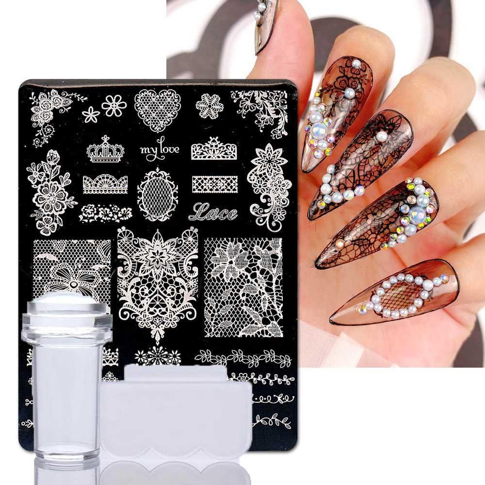 2Pcs/Set Nails Art Stamp Christmas Stainless Steel Stencils Nail Printing Image Manicure Stamping Tools